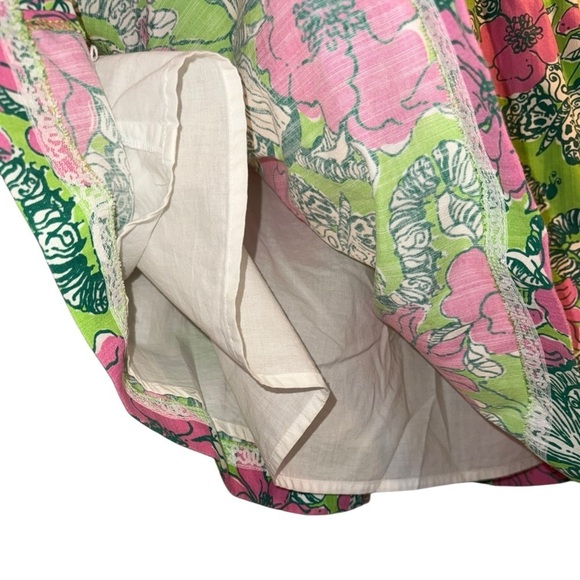 ▶️ Lilly Pulitzer ◀️ Pink Green Strapless Butterfly Lottie Dress Size 10 - Picture 8 of 14